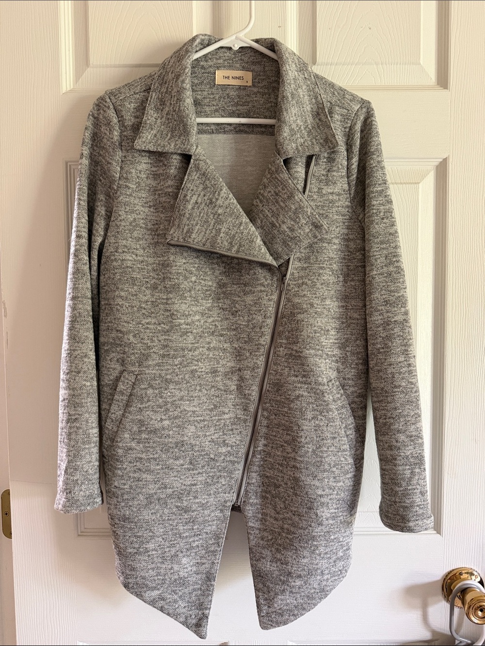 The Nines Heather Gray Women's Asymmetrical Zip Sweater Coat